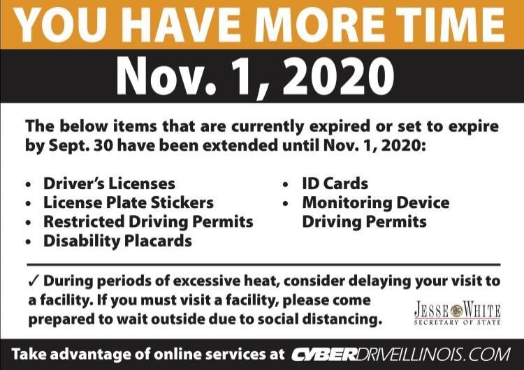 Jesse White Announces Expired Driver’s Licenses, ID Cards, and License Plate Stickers Extended an Additional Month-Until Nov. 1